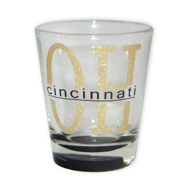 Cincinnati Gold Glitter Shot Glass