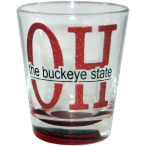 Ohio Red Glitter Shot Glass