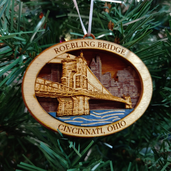 Roebling Suspension Bridge Wood Ornament