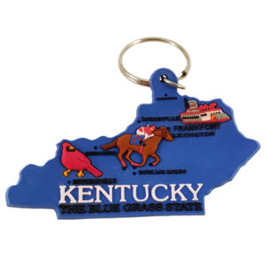Kentucky Blue Map Rubber Keychain